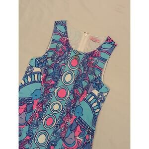 Lilly Pulitzer Abigail Zip Front Shift Dress sz 2 Sea Jewels Engineered Seahorse